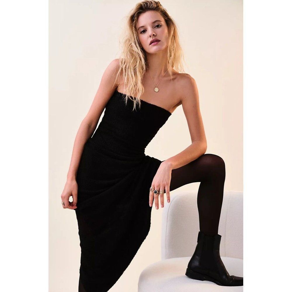 NEW FREE PEOPLE RIO SWEATER MAXI DRESS BLACK - Picture 4 of 5